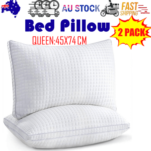2xQueen Quality Pillows Cotton Hotel Adjustable Home Pillows Down Alternative Pillows