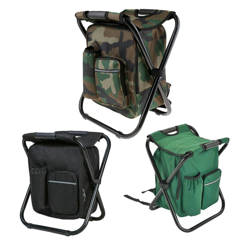 Portable Folding Backpack Chair Camping Stool Cooler Bag