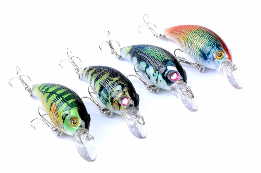 4x 7.5cm Popper Crank Bait Fishing Lure