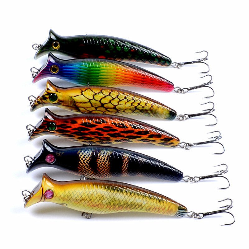 6x Popper Poppers 12.4cm Fishing Lure