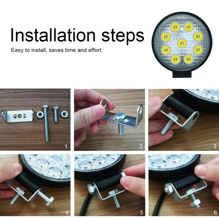 6.7W White Light Round - Shaped Waterproof Car Boat Marine Work Lights Spotlight Led Bulbs Dc 9 - 30V
