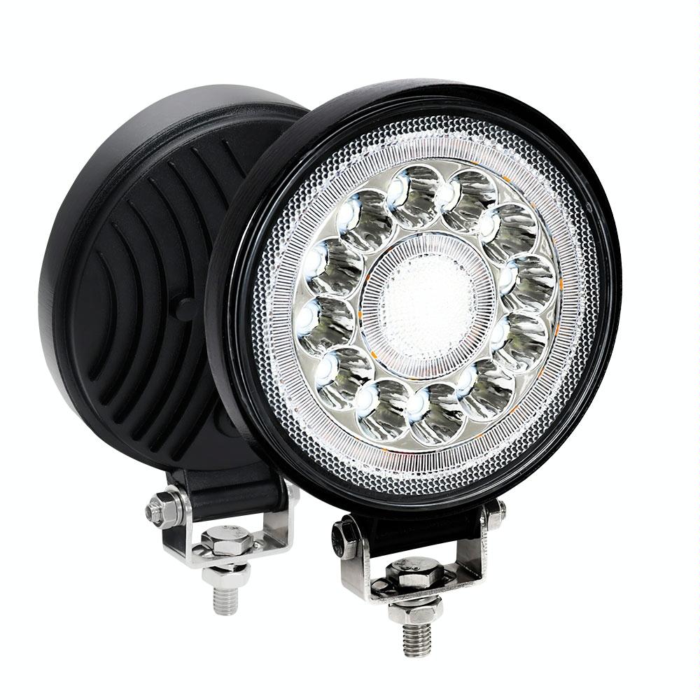 1 Pair 4 Inch Round Double Circle Angel Eye Work Light Black