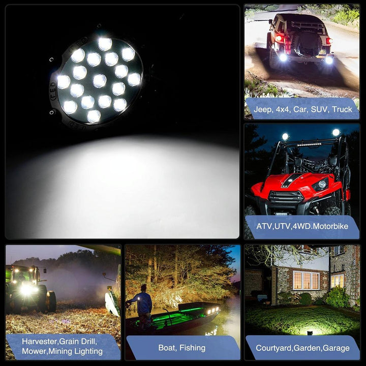 Car Boat Marine Work Lights Spotlight Led Bulbs Black