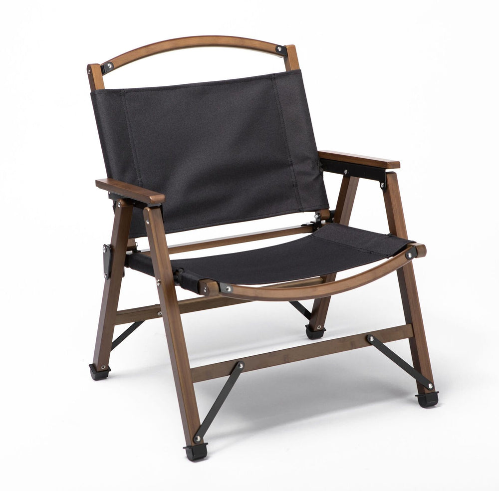 Bamboo Canvas Foldable Outdoor Camping Chair  - Black