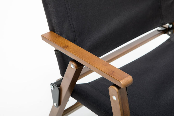 Bamboo Canvas Foldable Outdoor Camping Chair  - Black