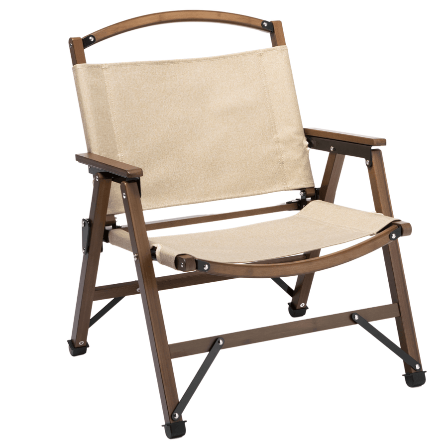 Bamboo Canvas Foldable Outdoor Camping Chair  Khaki/Beige