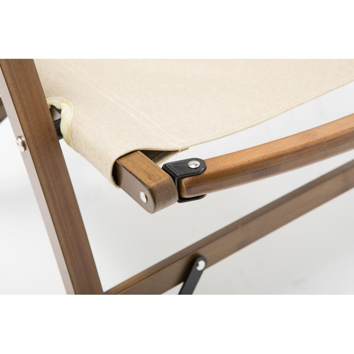 Bamboo Canvas Foldable Outdoor Camping Chair  Khaki/Beige