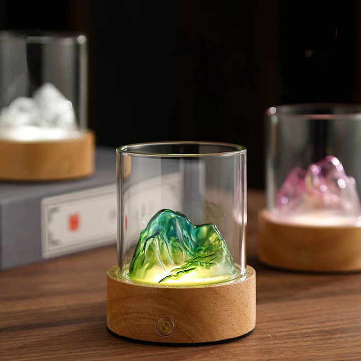 Pink Glass Mountain Ambient Night Light