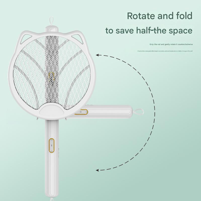 White 4-in-1 Foldable Electric Mosquito Swatter