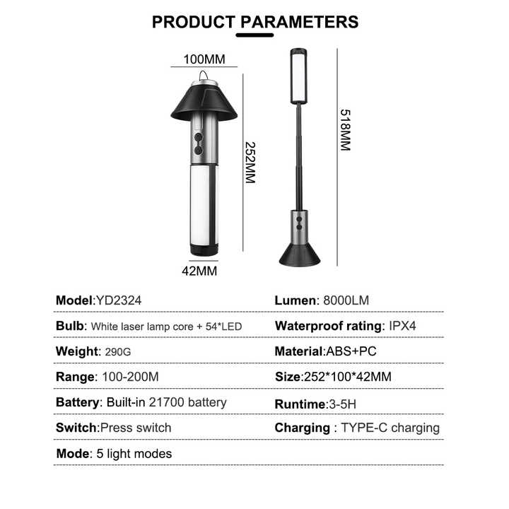 Multifunctional Telescopic Camping Lantern