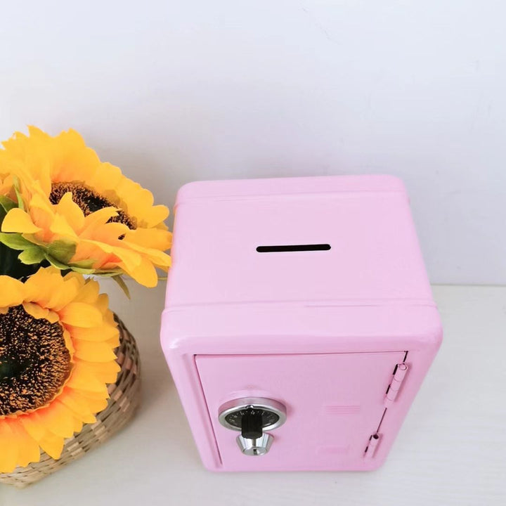 Red Mini Metal Safe Box with Combination Lock and Key - Compact Security Storage
