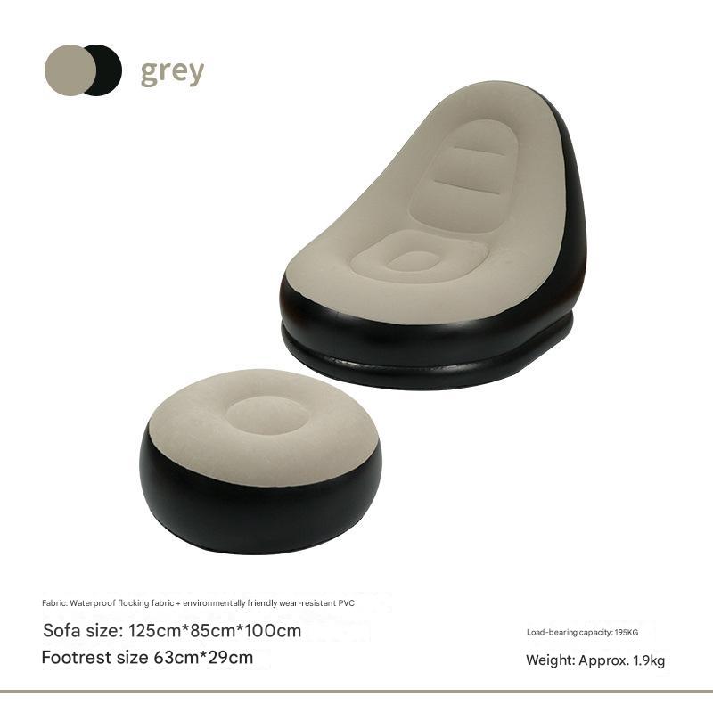 Grey And Black Patchwork Portable Inflatable Sofa Chair with Ottoman