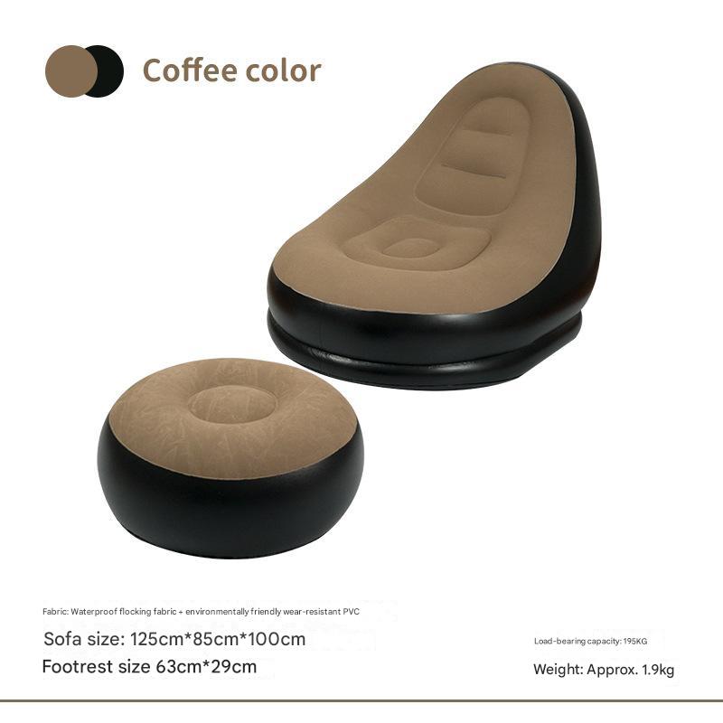 Coffee And Black Patchwork Portable Inflatable Sofa Chair with Ottoman