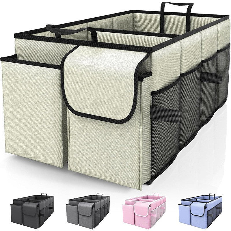 Off White Large-Capacity Foldable Car Trunk Storage Organizer