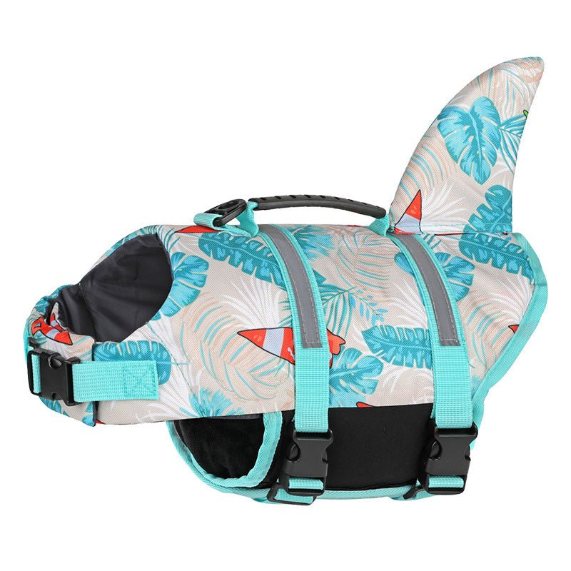 Size M Beige And Blue Sailboat Pattern Pet Life Jacket for Dogs