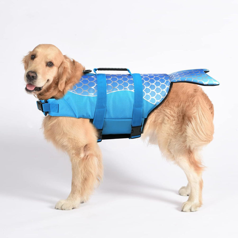 Size L Blue Scales Pattern Pet Life Jacket for Dogs