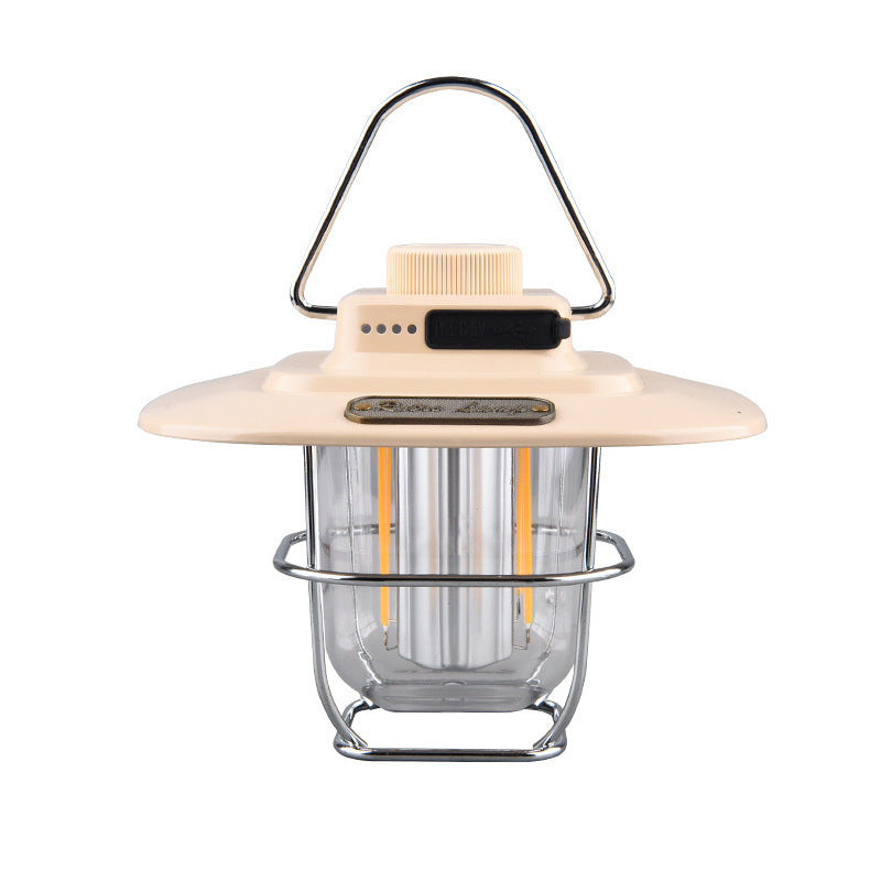 Beige Vintage LED Camping Lantern
