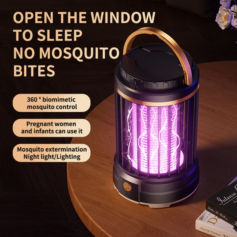 USB Rechargeable Black Portable 3-in-1 Electric Mosquito Zapper Lamp