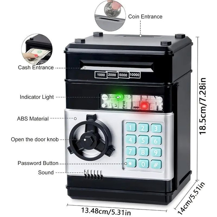 Gold Children's Mini Safe Piggy Bank with Fingerprint and Password Lock