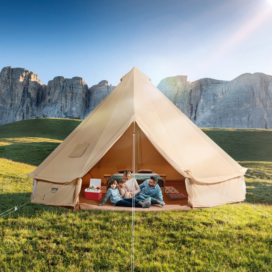 VEVOR Canvas Bell Tent 4m/13.12ft 4-Season Camping Yurt Tent with Stove Jack