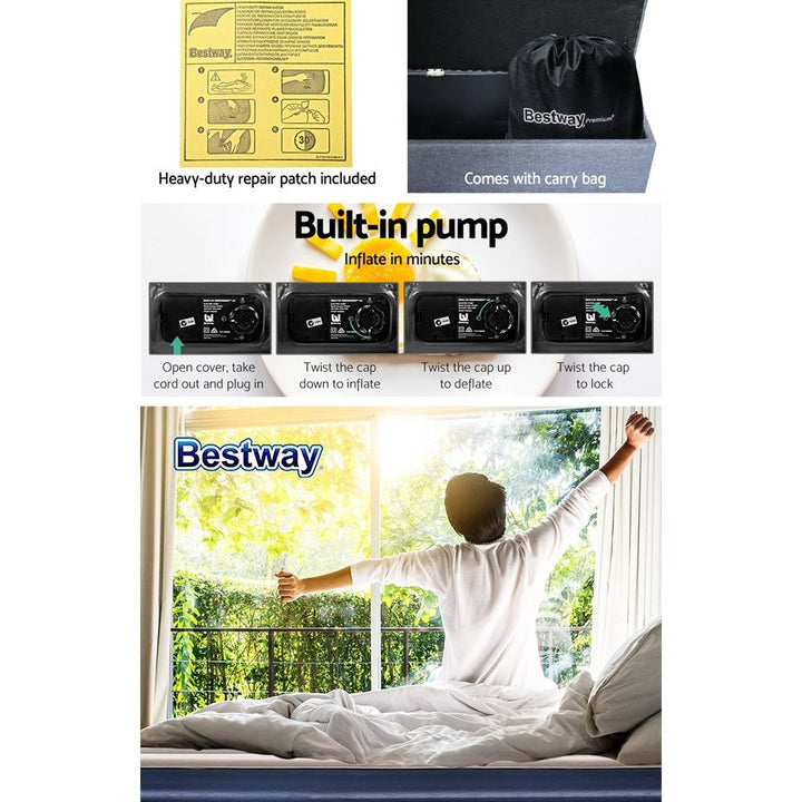 Bestway Air Mattress King Inflatable Bed 56cm Airbed Blue - RoamAU