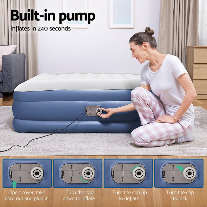 Bestway Air Mattress Queen Inflatable Bed 46cm Airbed Blue - RoamAU