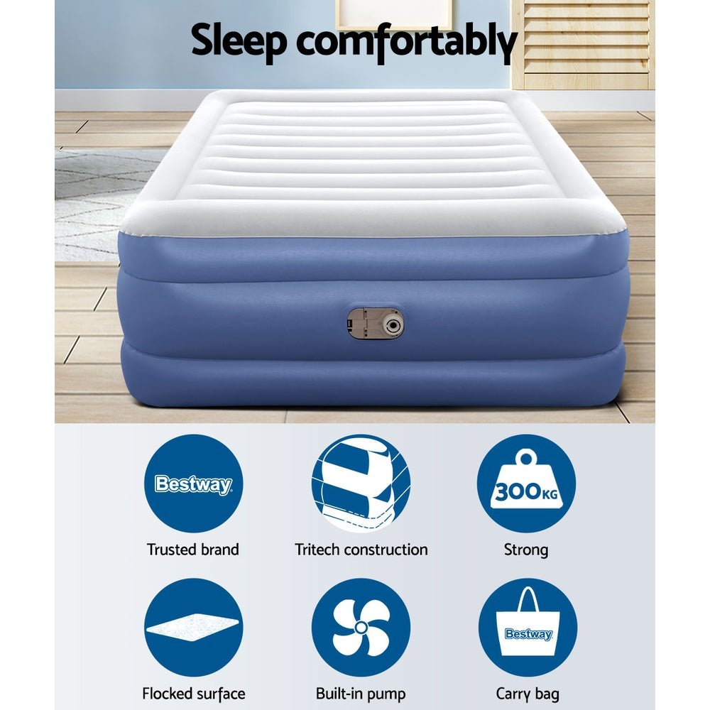 Bestway Air Mattress Queen Inflatable Bed 61cm Airbed Blue - RoamAU
