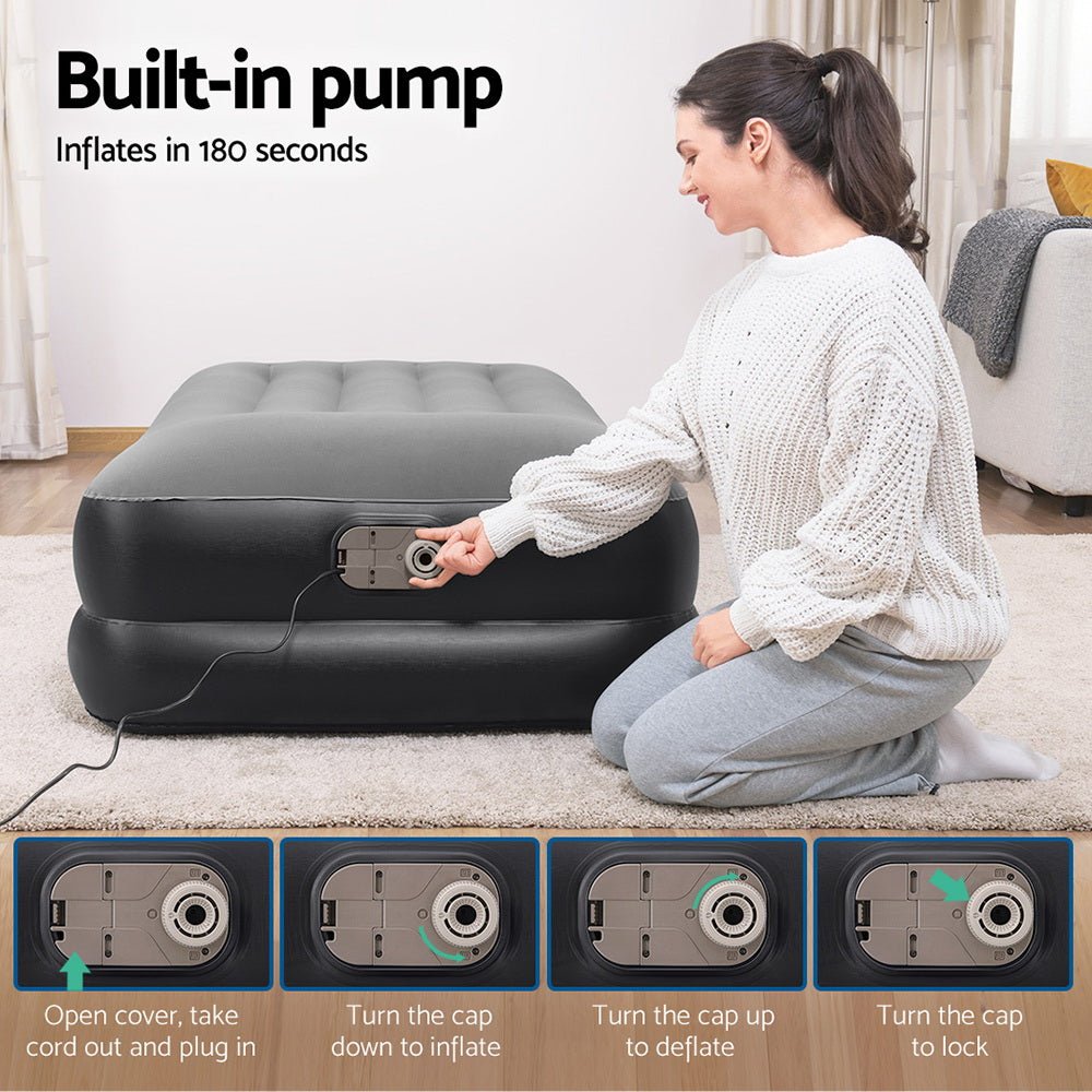 Bestway Air Mattress Single Inflatable Bed 46cm Airbed Black - RoamAU