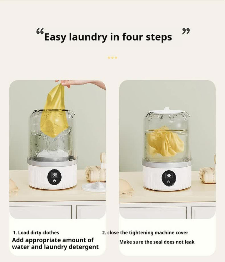 Blue Portable Mini Washing Machine - Rechargeable USB-C Electric Washer for Travel, Delicates & Socks