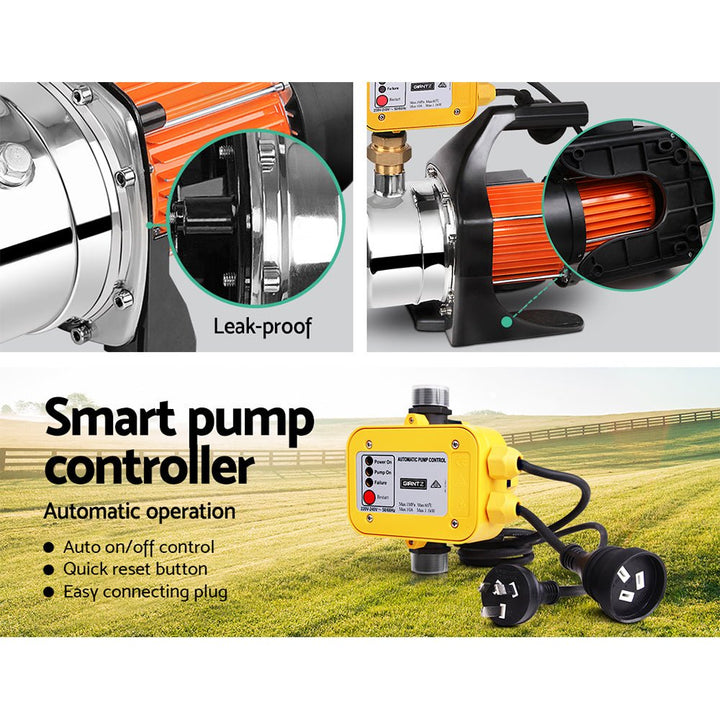 Giantz Garden Water Pump High Pressure 1500W Tank Rain Farm Irrigation House Yellow - RoamAU