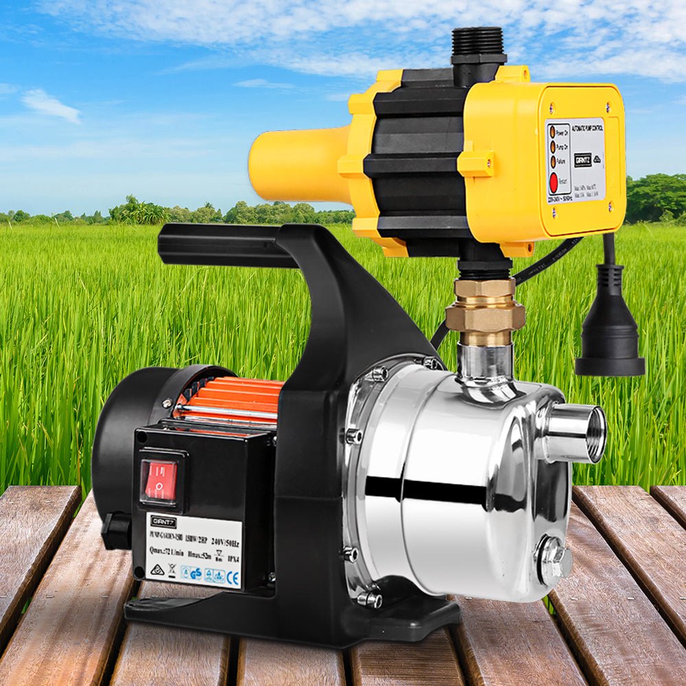 Giantz Garden Water Pump High Pressure 1500W Tank Rain Farm Irrigation House Yellow - RoamAU