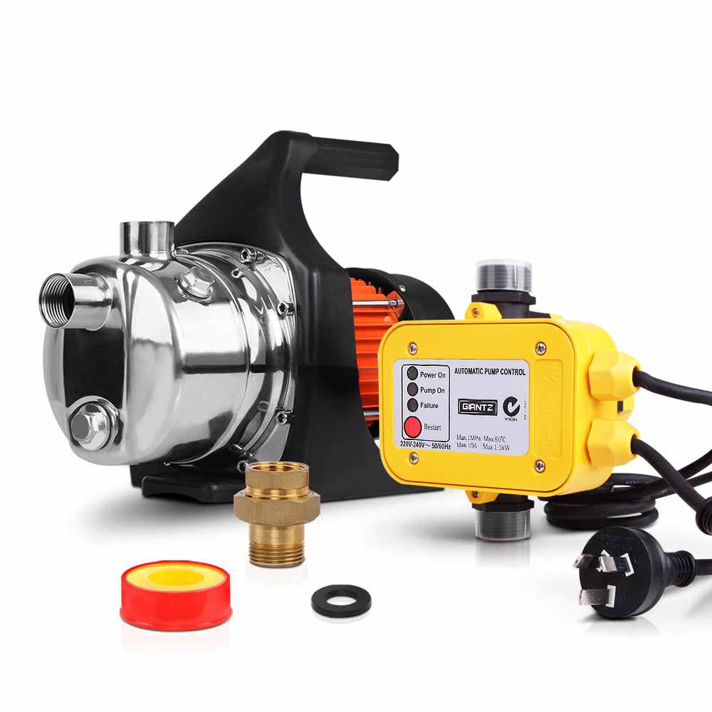 Giantz Garden Water Pump High Pressure 1500W Tank Rain Farm Irrigation House Yellow - RoamAU