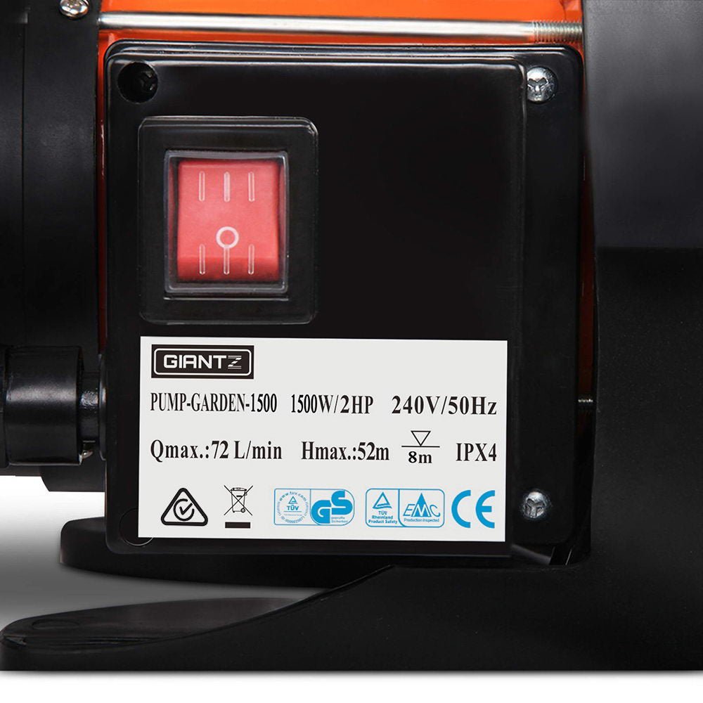 Giantz Garden Water Pump High Pressure 1500W Tank Rain Farm Irrigation House - RoamAU