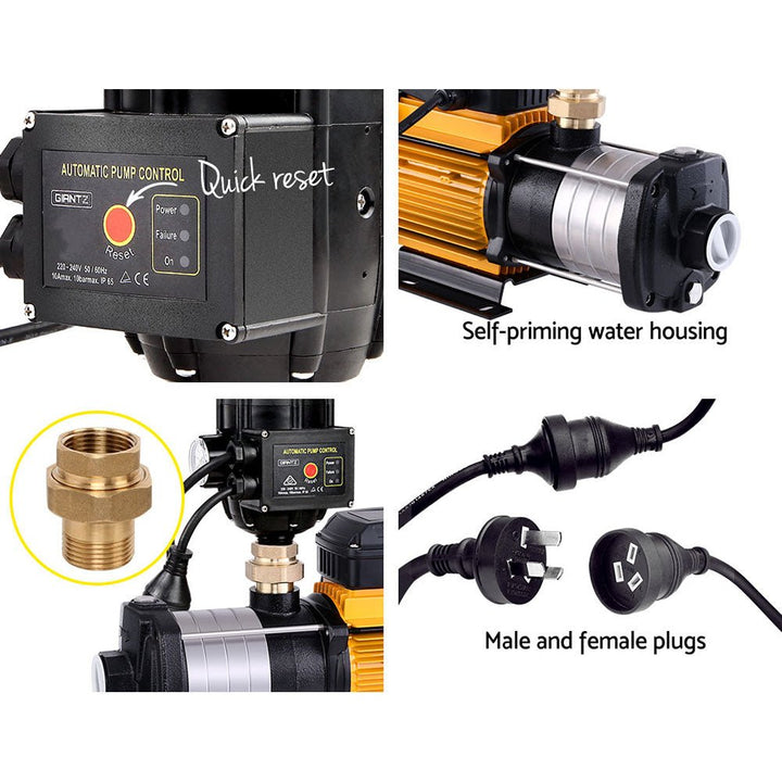 Giantz Garden Water Pump High Pressure 2000W 5 - Stage Tank Irrigation Black - RoamAU