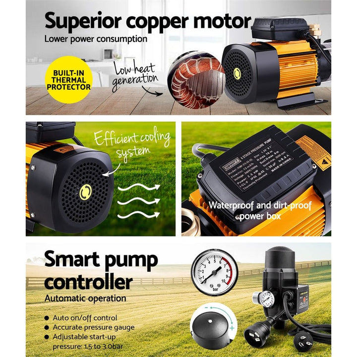 Giantz Garden Water Pump High Pressure 2000W 5 - Stage Tank Irrigation Black - RoamAU