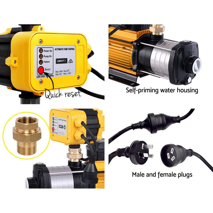 Giantz Garden Water Pump High Pressure 2000W 5 - Stage Tank Irrigation Yellow - RoamAU