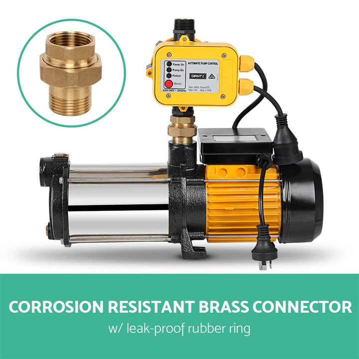 Giantz Garden Water Pump High Pressure 2500W 5 - Stage Tank Irrigation Yellow - RoamAU