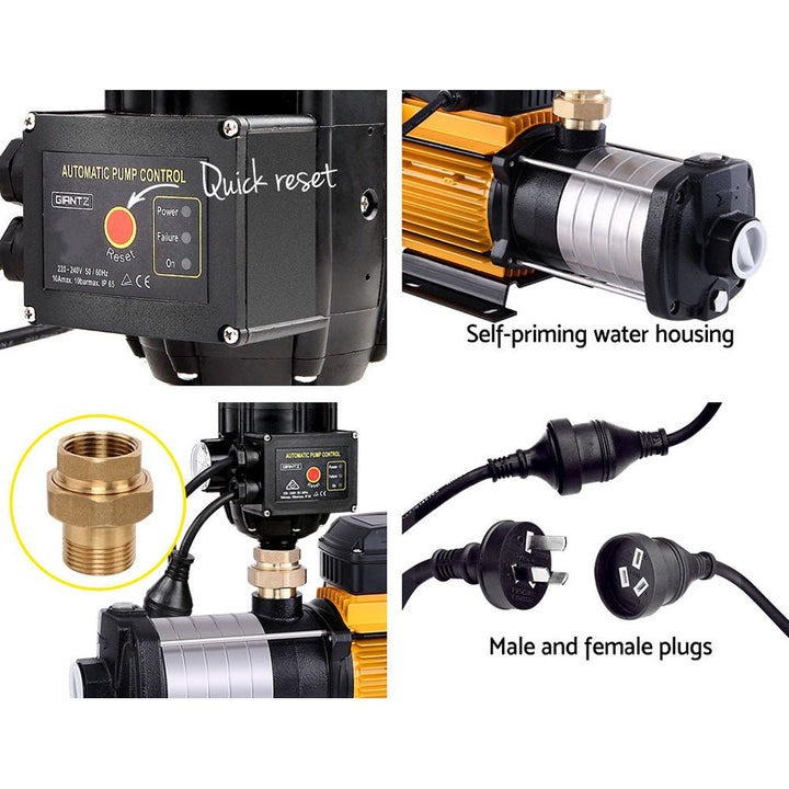 Giantz Garden Water Pump High Pressure 2500W 6 - Stage Tank Irrigation Black - RoamAU