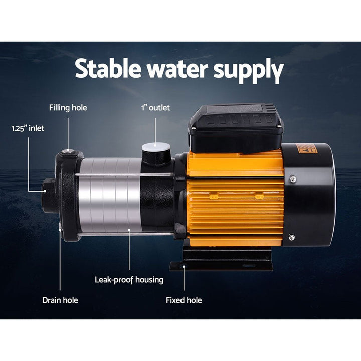 Giantz Garden Water Pump High Pressure 2500W 6 - Stage Tank Irrigation Yellow - RoamAU