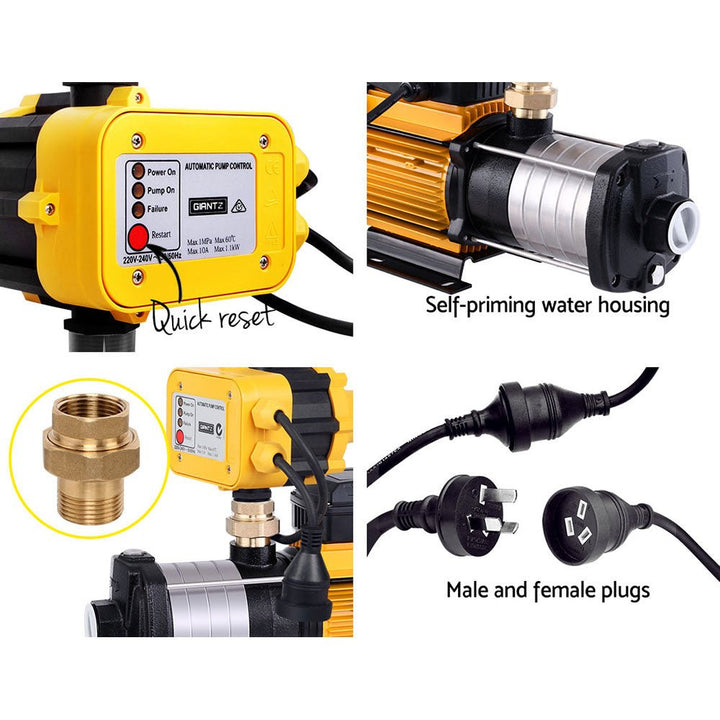 Giantz Garden Water Pump High Pressure 2500W 6 - Stage Tank Irrigation Yellow - RoamAU