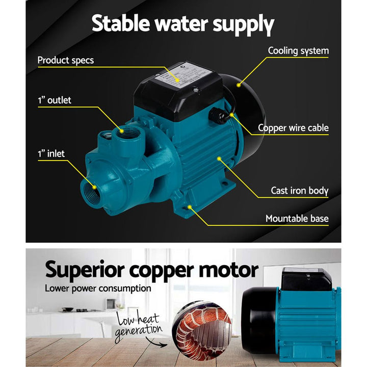 Giantz Peripheral Water Pump Garden Boiler Car Wash Auto Irrigation House QB80 - RoamAU