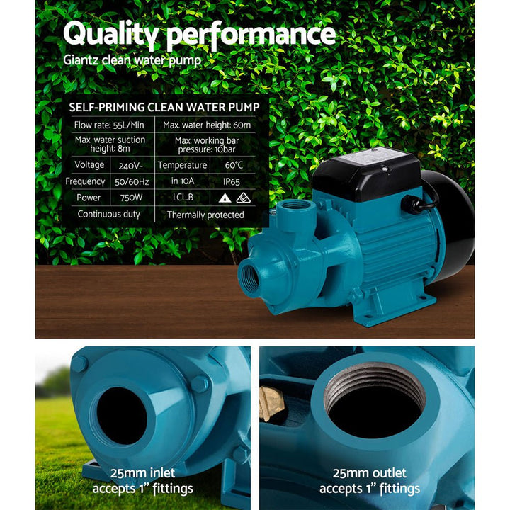 Giantz Peripheral Water Pump Garden Boiler Car Wash Auto Irrigation House QB80 - RoamAU