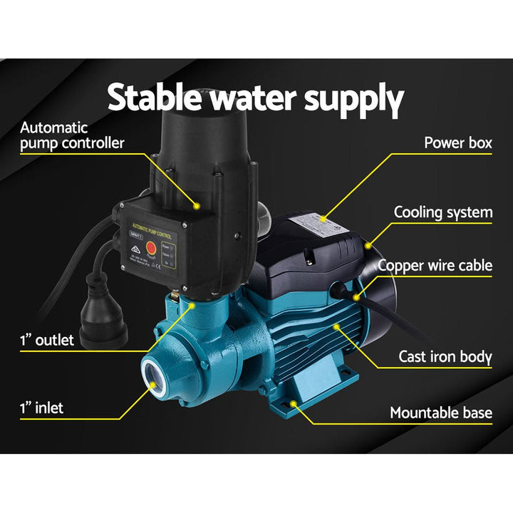 Giantz Peripheral Water Pump Garden Boiler Car Wash Auto Irrigation QB60 Black - RoamAU