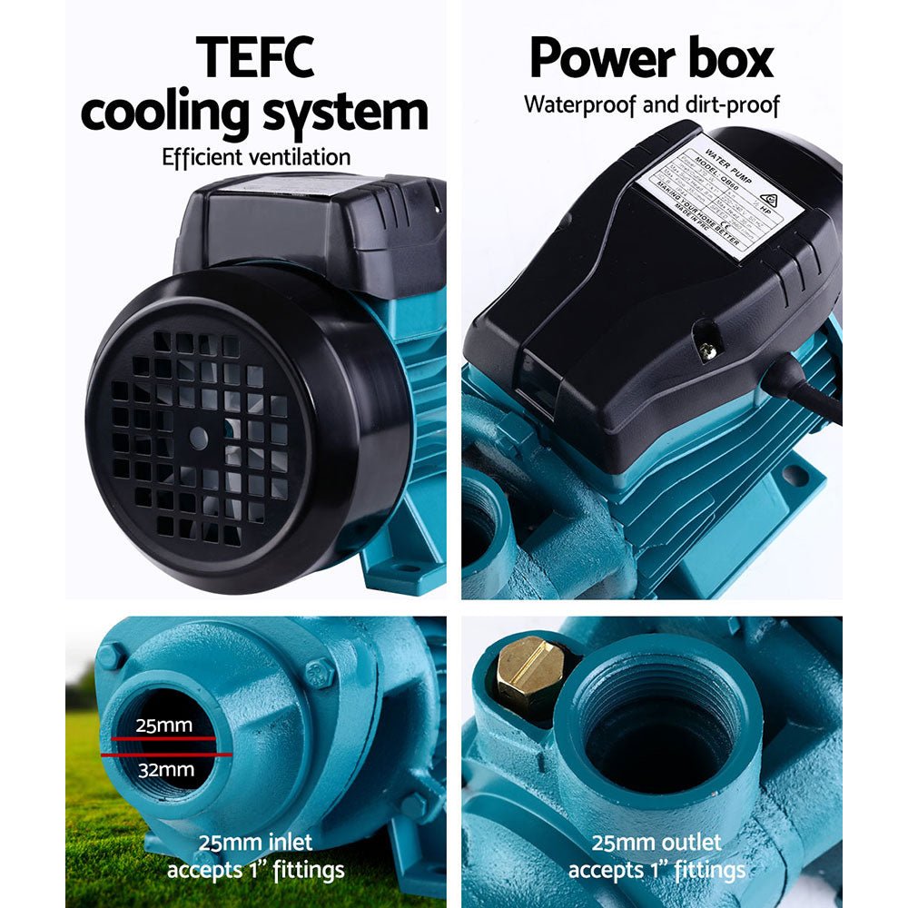 Giantz Peripheral Water Pump Garden Boiler Car Wash Auto Irrigation QB60 Black - RoamAU