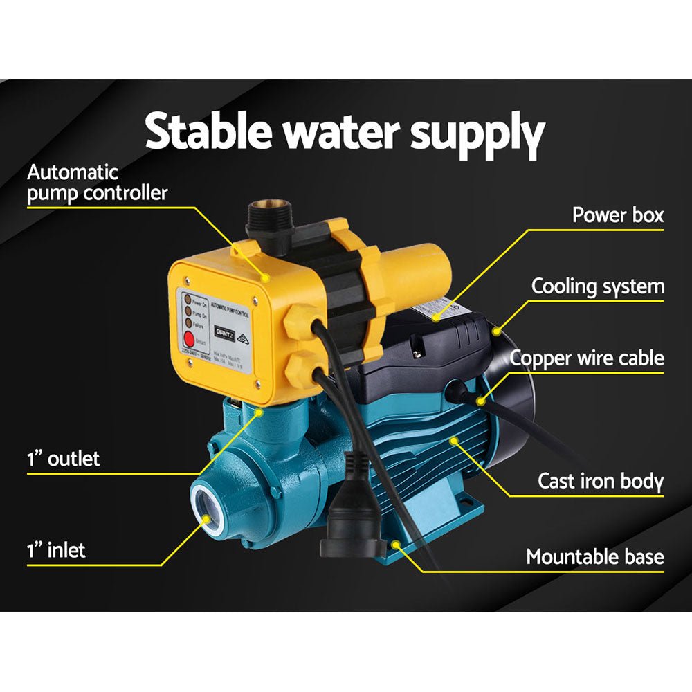 Giantz Peripheral Water Pump Garden Boiler Car Wash Electric Irrigation QB60 Yellow - RoamAU