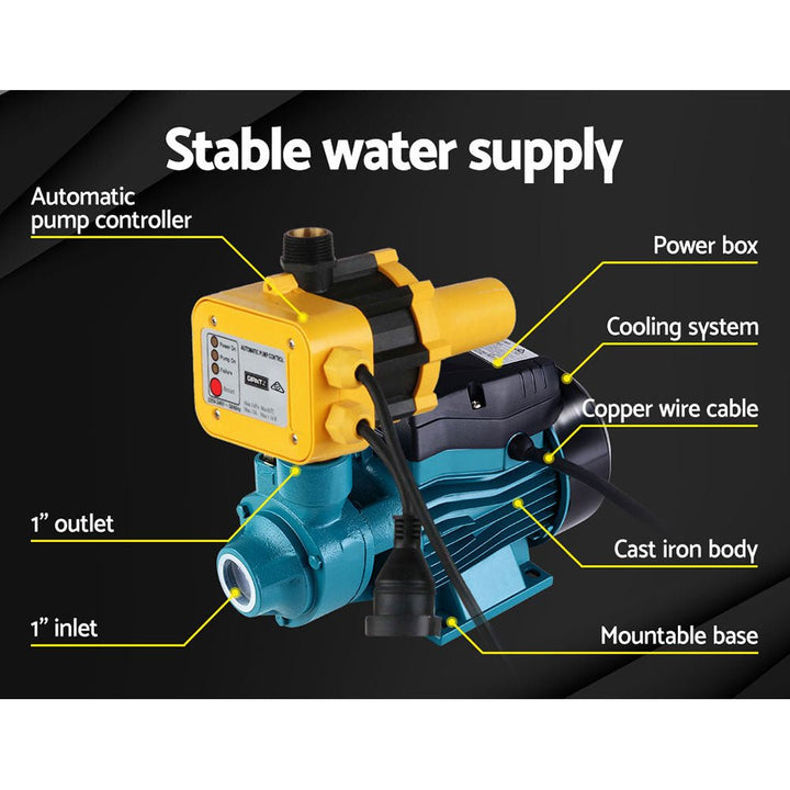 Giantz Peripheral Water Pump Garden Boiler Car Wash Electric Irrigation QB60 Yellow - RoamAU