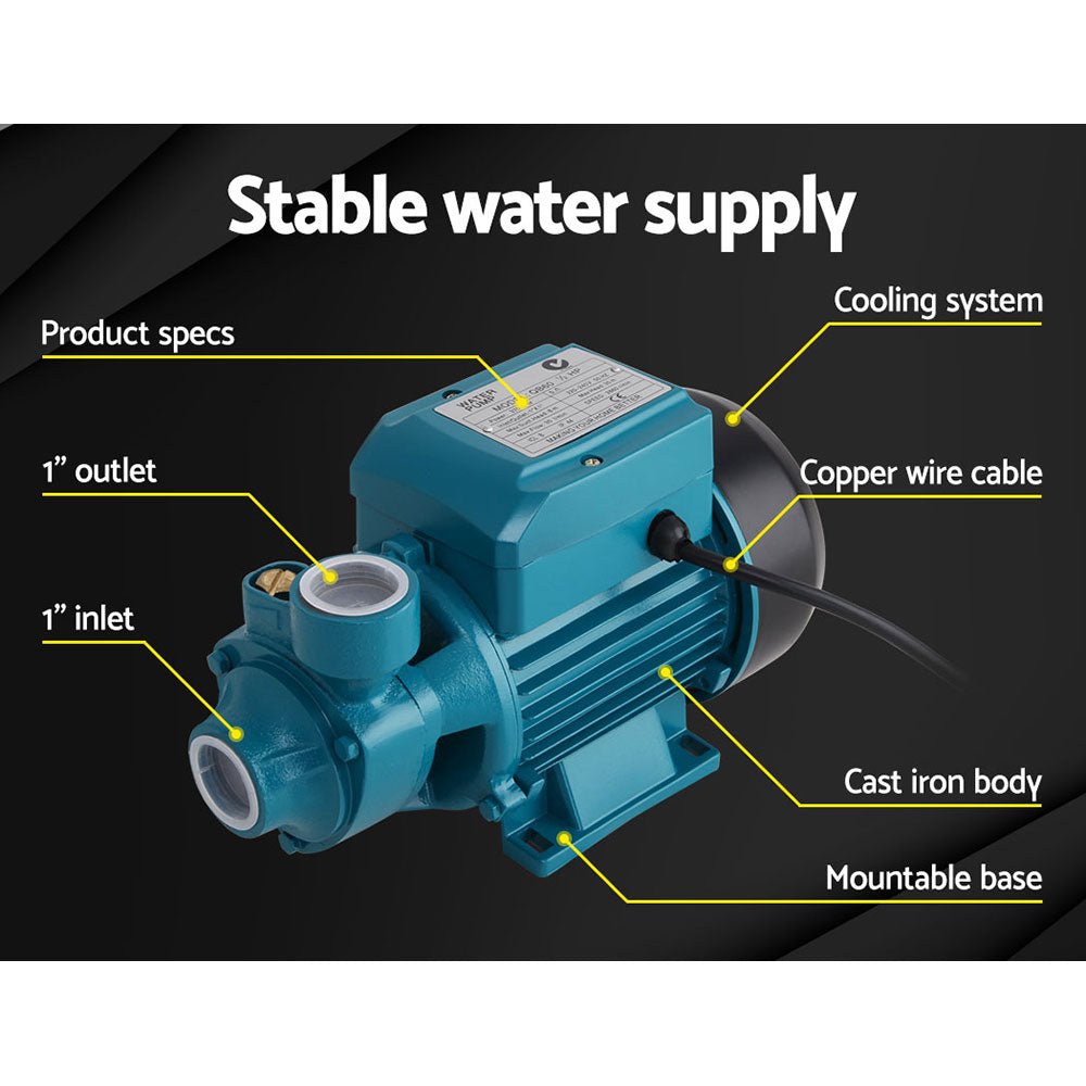 Giantz Peripheral Water Pump Garden Boiler Car Wash Electric Irrigation QB60 - RoamAU