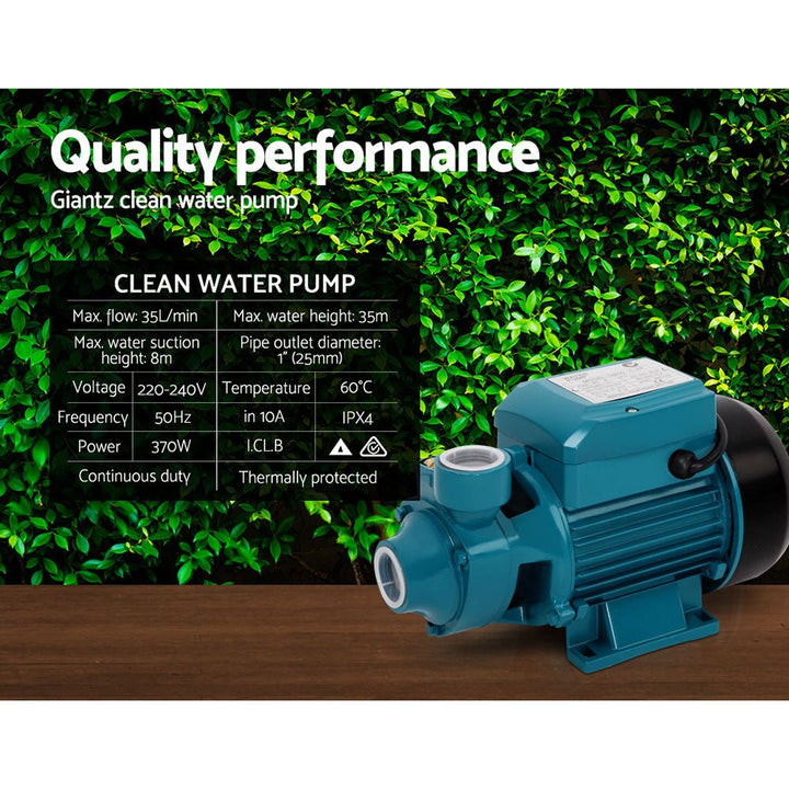 Giantz Peripheral Water Pump Garden Boiler Car Wash Electric Irrigation QB60 - RoamAU