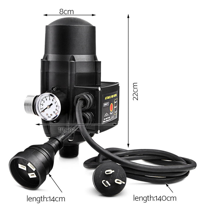 Giantz Water Pressure Pump Controller Auto Switch Control Electric Electronic Black - RoamAU