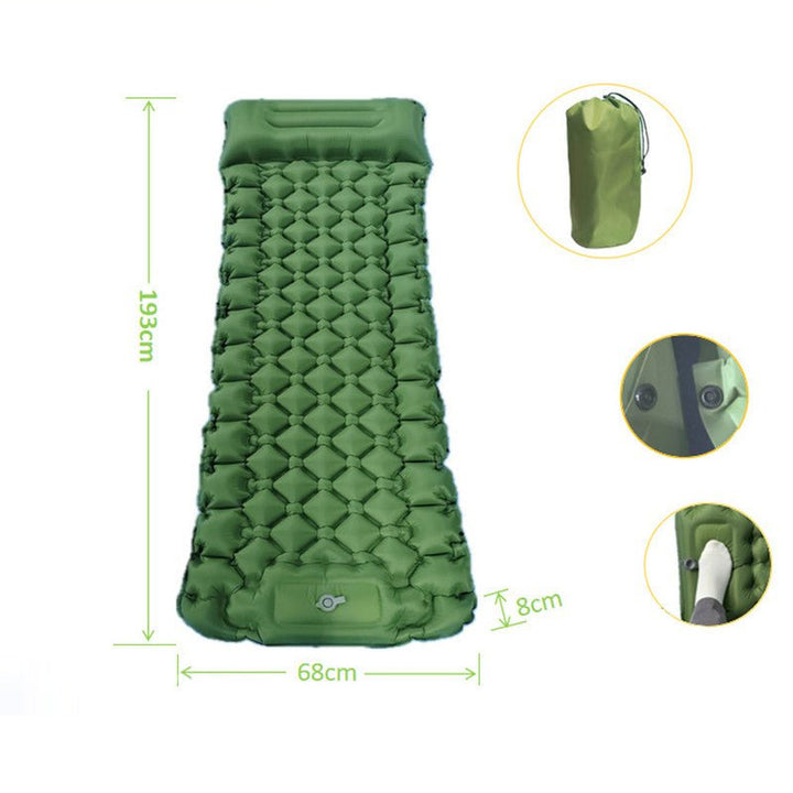 Grey Portable Outdoor Inflatable Mat - Foot - Operated Camping Sleeping Pad - RoamAU